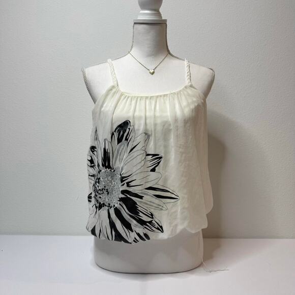 Forever 21 Vintage 2000s Size Small Flowy and feminine, this cream chiffon - Picture 1 of 5
